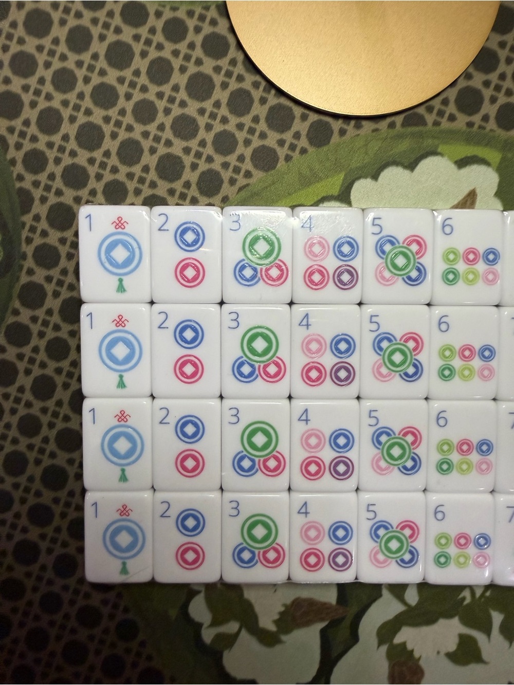 Green Mahjong Tiles Set - Pink & Blue Accents - Picture 9 of 16